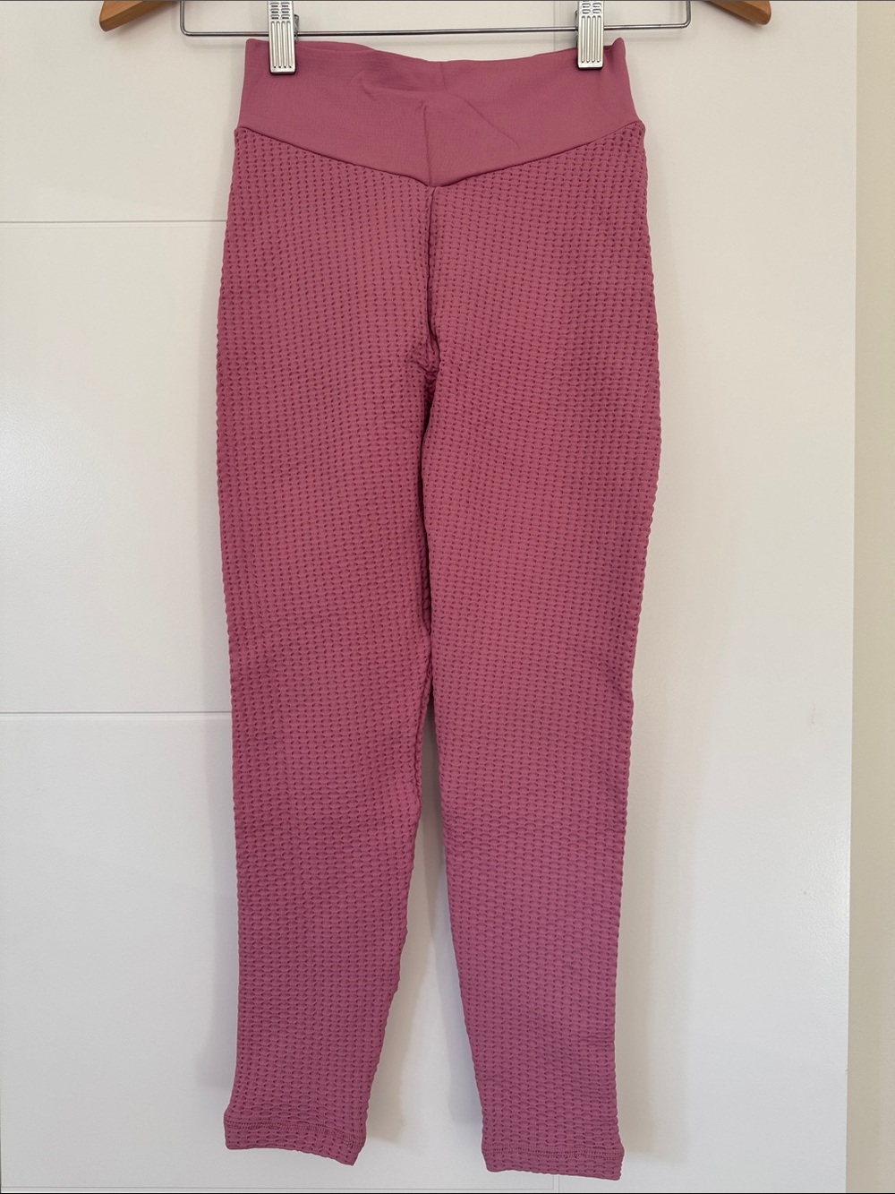 High-Rise Waffle Seam Leggings in Mauve Pink